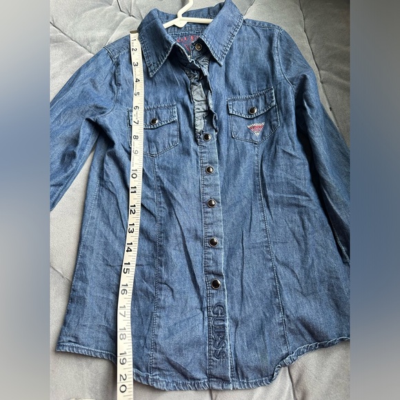 Girls Vintage Denim Guess Top M(10/12) Snap Button Front Long Sleeve - Picture 8 of 13